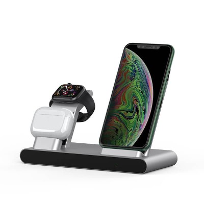 Беспроводное зарядное устройство WIWU 3in1 для Phone+Watch+Pods Dust серое Беспроводное зарядное устройство WIWU 3in1 для Phone+Watch+Pods Dust серое