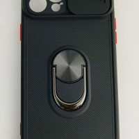 Накладка для i-Phone 12 Pro Max 6.7" силикон с кольцом и шторкой для камеры