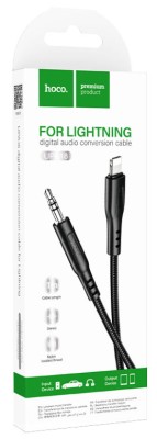 Кабель-переходник Lightning на AUX 3,5mm Hoco UPA18 1м черный Кабель-переходник Lightning на AUX 3,5mm Hoco UPA18 1м черный