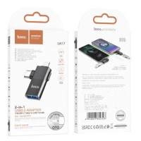 OTG Hoco UA17 Type-C (папа)/Lightning (папа) на USB2.0 (мама) черный