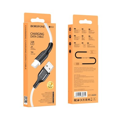 Usb Кабель-зарядка Type-C Borofone BX63 3A 1м бело-черный Usb Кабель-зарядка Type-C Borofone BX63 3A 1м бело-черный