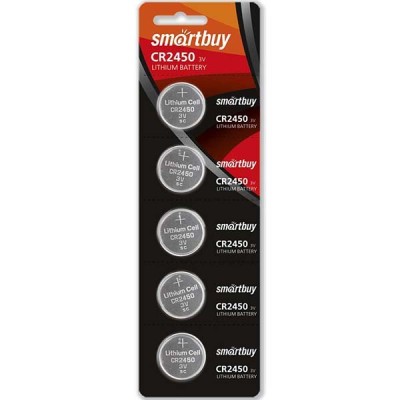 Литиевый элемент питания Smartbuy CR2450/5B (100/2000) SBBL-2450-5B Литиевый элемент питания Smartbuy CR2450/5B (100/2000) SBBL-2450-5B