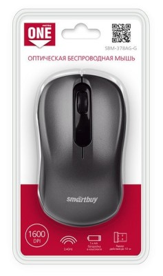 Мышь беспроводная Smartbuy ONE 378 USB/DPI 1600/3 кнопки/1AA серая (SBM-378AG-G) Мышь беспроводная Smartbuy ONE 378 USB/DPI 1600/3 кнопки/1AA серая (SBM-378AG-G)