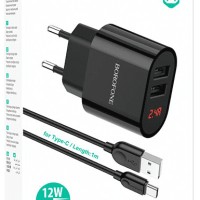Сетевое зар. устр. Borofone BA63A 2USB 2.4A 12W с индикатором черное