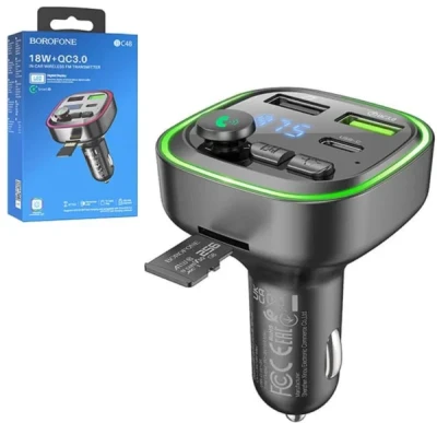 Автомобильное заряд. устр. Borofone BC47 + FM-трансмиттер BT5.0 2USB/1C 18W/30W серое Автомобильное заряд. устр. Borofone BC47 + FM-трансмиттер BT5.0 2USB/1C 18W/30W серое