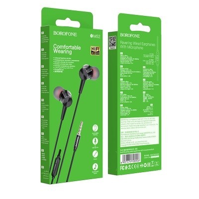 Наушники с микрофоном Borofone BM52 Revering 1.2м черные Наушники с микрофоном Borofone BM52 Revering 1.2м черные