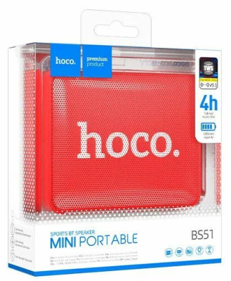 Bluetooth колонка Hoco BS51 BT5.1/1200mAh/4ч/3Вт/TF/AUX красная Bluetooth колонка Hoco BS51 BT5.1/1200mAh/4ч/3Вт/TF/AUX красная