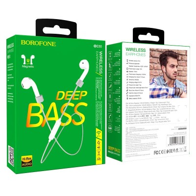 Мобильная Bluetooth-гарнитура Borofone BE50 King song sports V5.0 магнитный белый Мобильная Bluetooth-гарнитура Borofone BE50 King song sports V5.0 магнитный белый