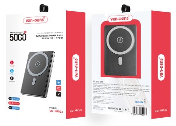 Powerbank с беспроводной зарядкой MagSafe Ven-Dens PB023 5000mAh USB-C 15W/20W черный Powerbank с беспроводной зарядкой MagSafe Ven-Dens PB023 5000mAh USB-C 15W/20W черный