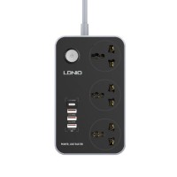 Сетевой фильтр LDNIO SC3412 2м/3 розетки/3 USB/1 USB-C серый