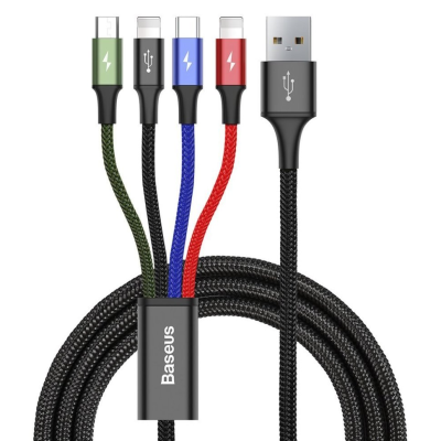 Usb Кабель-зарядка Lightning Baseus Rapid series 4 in 1 i-Phone/Type-C/Micro (CA1T4-A01) Usb Кабель-зарядка Lightning Baseus Rapid series 4 in 1 i-Phone/Type-C/Micro (CA1T4-A01)