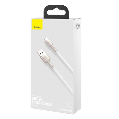 Usb Кабель-зарядка Lightning Baseus Cafule Metal 2.4A 2м (CALJK-B02) белый Usb Кабель-зарядка Lightning Baseus Cafule Metal 2.4A 2м (CALJK-B02) белый