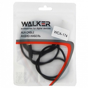Аудиокабель AUX 3,5mm Walker WCA174 круглый текстильная обмотка черный Аудиокабель AUX 3,5mm Walker WCA174 круглый текстильная обмотка черный