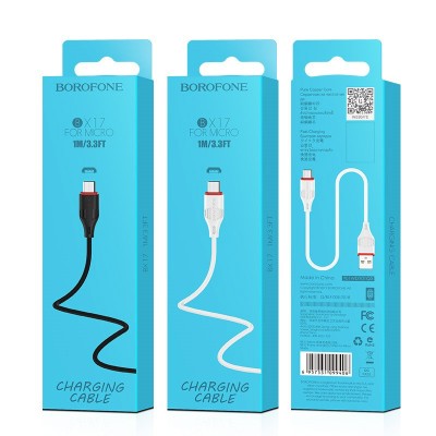 Usb Кабель-зарядка Micro Borofone X17 Enjoy 2A 1м силиконовый чёрный Usb Кабель-зарядка Micro Borofone X17 Enjoy 2A 1м силиконовый чёрный