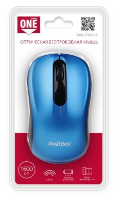 Мышь беспроводная Smartbuy ONE 378AG USB/DPI 1600/3 кнопки/1AA (SBM-378AG-B) синяя Мышь беспроводная Smartbuy ONE 378AG USB/DPI 1600/3 кнопки/1AA (SBM-378AG-B) синяя