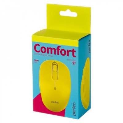 Мышь беспроводная Perfeo Comfort USB/DPI 1000/3 кнопки желтая Мышь беспроводная Perfeo Comfort USB/DPI 1000/3 кнопки желтая