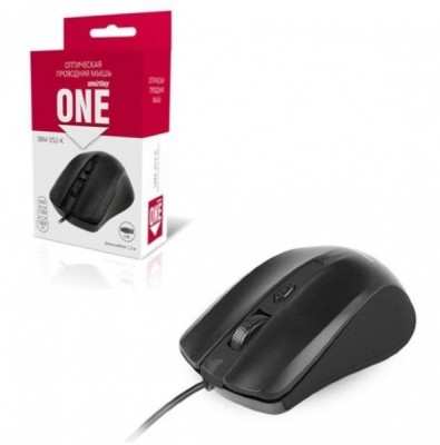 Мышь проводная Smartbuy ONE 352 USB/DPI 800-1200-1600/4 кнопки/1.24м (SBM-352-K) черная Мышь проводная Smartbuy ONE 352 USB/DPI 800-1200-1600/4 кнопки/1.24м (SBM-352-K) черная
