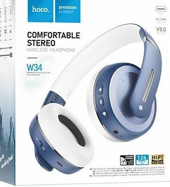Стереонаушники Bluetooth полноразмерные HOCO W34 Charming BT5.0/250mAh/9ч синие Стереонаушники Bluetooth полноразмерные HOCO W34 Charming BT5.0/250mAh/9ч синие