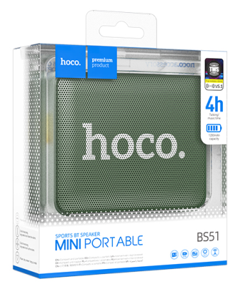Bluetooth колонка Hoco BS51 BT5.1/1200mAh/4ч/3Вт/TF/AUX зелёная Bluetooth колонка Hoco BS51 BT5.1/1200mAh/4ч/3Вт/TF/AUX зелёная
