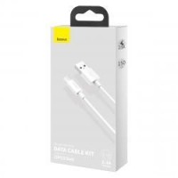 Usb Кабель-зарядка Micro Baseus Simple Wisdom (2шт.) 2.1A 1.5м (TZCAMZJ-02) белый