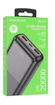 Powerbank Borofone BJ36A 20000mAh 2USB/1C 22.5W/20W черный Powerbank Borofone BJ36A 20000mAh 2USB/1C 22.5W/20W черный