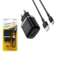 Сетевое зар. устр. Borofone BA36A с шнуром Type-C 1USB 3,0A черное