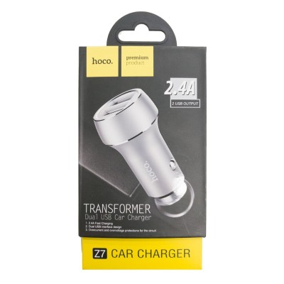 Автомобильное заряд. устр. Hoco Z7 2USB 2.4А серебристое Автомобильное заряд. устр. Hoco Z7 2USB 2.4А серебристое