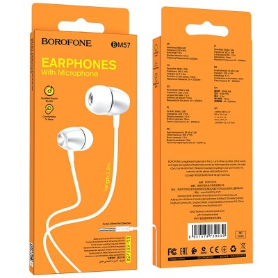 Наушники с микрофоном Borofone BM57 Platinum 1.2м серебристые Наушники с микрофоном Borofone BM57 Platinum 1.2м серебристые