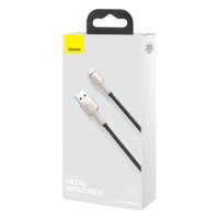 Usb Кабель-зарядка Lightning Baseus Cafule в тканевой оплетке, короткий кабель 25см, черный