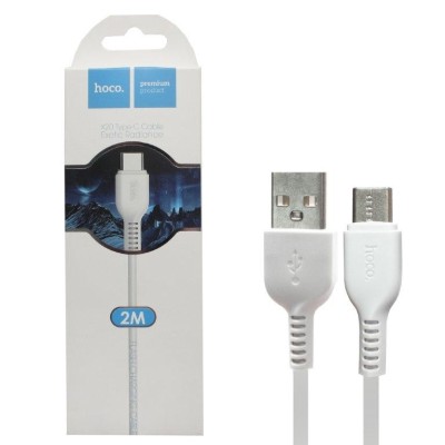 Usb Кабель-зарядка Type-C Hoco X20 Flash 2.4A 2м силиконовый белый Usb Кабель-зарядка Type-C Hoco X20 Flash 2.4A 2м силиконовый белый