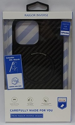 Накладка для i-Phone 13 Pro Max Raigor MagSafe пластик под карбон чёрная Накладка для i-Phone 13 Pro Max Raigor MagSafe пластик под карбон чёрная
