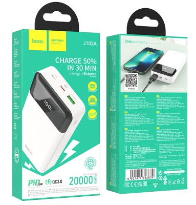 Powerbank Hoco J102A 20000mAh 1USB/1USB-C/1Micro белый Powerbank Hoco J102A 20000mAh 1USB/1USB-C/1Micro белый
