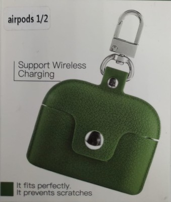 Силиконовый чехол для AirPods 1/2 с кнопкой и карабином зеленый Силиконовый чехол для AirPods 1/2 с кнопкой и карабином зеленый