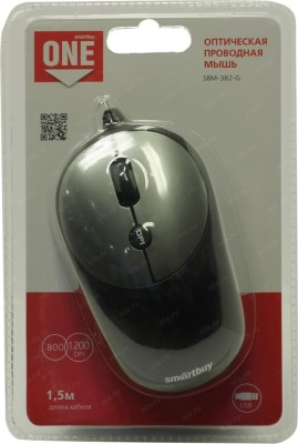 Мышь проводная Smartbuy ONE 382 USB/DPI 800-1200/4 кнопки/1.5м (SBM-382-G) черно-серая Мышь проводная Smartbuy ONE 382 USB/DPI 800-1200/4 кнопки/1.5м (SBM-382-G) черно-серая