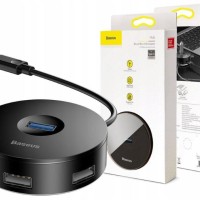 TYPE-C USB концентратор Xaб 3.0 Baseus Round Box A to USB3.0*1+USB2.0*3 (CAHUB-G01) черный