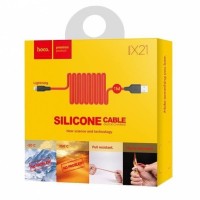Usb Кабель-зарядка Lightning Hoco X21 Silicone 2A 1м мягкий силиконовый красный