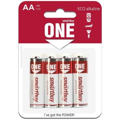 Батарейка алкалиновая Smartbuy ONE LR6/4B (48/480)  SOBA-2A04B-Eco Батарейка алкалиновая Smartbuy ONE LR6/4B (48/480)  SOBA-2A04B-Eco