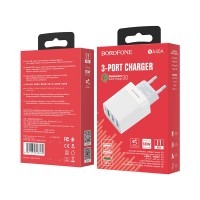 Сетевое зар. устр. Borofone BA40A 3USB QC3.0 18W белое