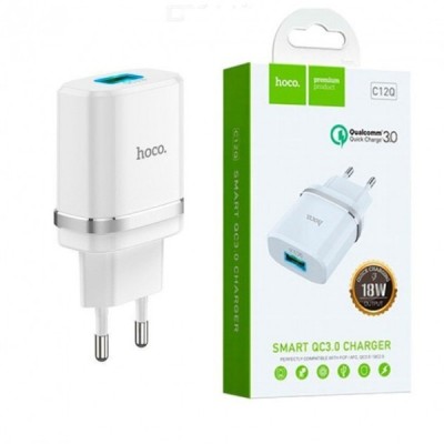 Сетевое зар. устр. Hoco C12Q 1USB QC3.0 2.4A белое Сетевое зар. устр. Hoco C12Q 1USB QC3.0 2.4A белое
