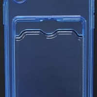 Чехол-накладка силикон с карманом под карту i-Phone X/Xs прозрачная синяя