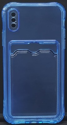 Чехол-накладка силикон с карманом под карту i-Phone X/Xs прозрачная синяя Чехол-накладка силикон с карманом под карту i-Phone X/Xs прозрачная синяя