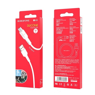 Usb Кабель-зарядка Micro Borofone BX30 Silicone 2.4A 1м силиконовый белый Usb Кабель-зарядка Micro Borofone BX30 Silicone 2.4A 1м силиконовый белый