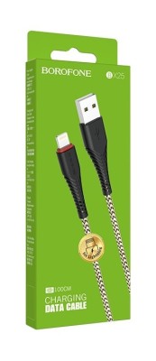Usb Кабель-зарядка Lightning Borofone BX25 Powerful 2.4A 1м золотисто-чёрный Usb Кабель-зарядка Lightning Borofone BX25 Powerful 2.4A 1м золотисто-чёрный