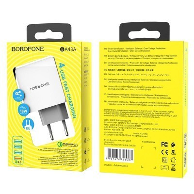 Сетевое зар. устр. Borofone BA43A 4USB 3,0A белое Сетевое зар. устр. Borofone BA43A 4USB 3,0A белое