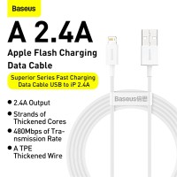 Usb Кабель-зарядка Lightning Baseus Superior series 2.4A 1м CALYS-A02 белый
