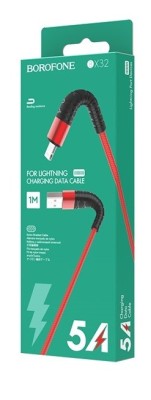 Usb Кабель-зарядка Lightning Borofone BX32 Munificent 5A 1м силиконовый красный Usb Кабель-зарядка Lightning Borofone BX32 Munificent 5A 1м силиконовый красный