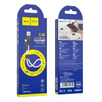 Usb Кабель-зарядка Lightning Hoco X21 Plus 2.4A 25см мягкий силиконовый белый