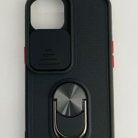 Накладка для i-Phone 13 6.1" силикон с кольцом и шторкой для камеры