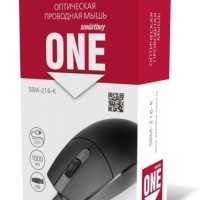 Мышь проводная Smartbuy ONE 216 USB/DPI 1000/3 кнопки/1.5м черная (SBM-216-K)
