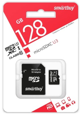micro SDXC карта памяти Smartbuy 128GB Class10 U3 (с адаптером SD) (SB128GBSDU3-01) micro SDXC карта памяти Smartbuy 128GB Class10 U3 (с адаптером SD) (SB128GBSDU3-01)
